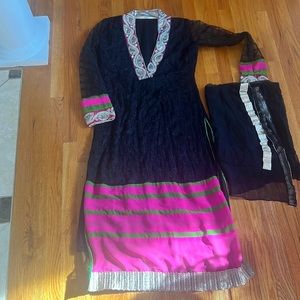 Black & Pink Suit w/ Black Dupatta **NO BOTTOMS**